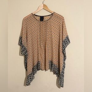 Anna Sui 100% Silk Short Sleeve Flounce Ruffle Blouse size S